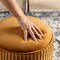 Modern Dusty Pleated Velvet Upholstered Storage Ottoman or Accent Stool with Rubberwood Ball Feet